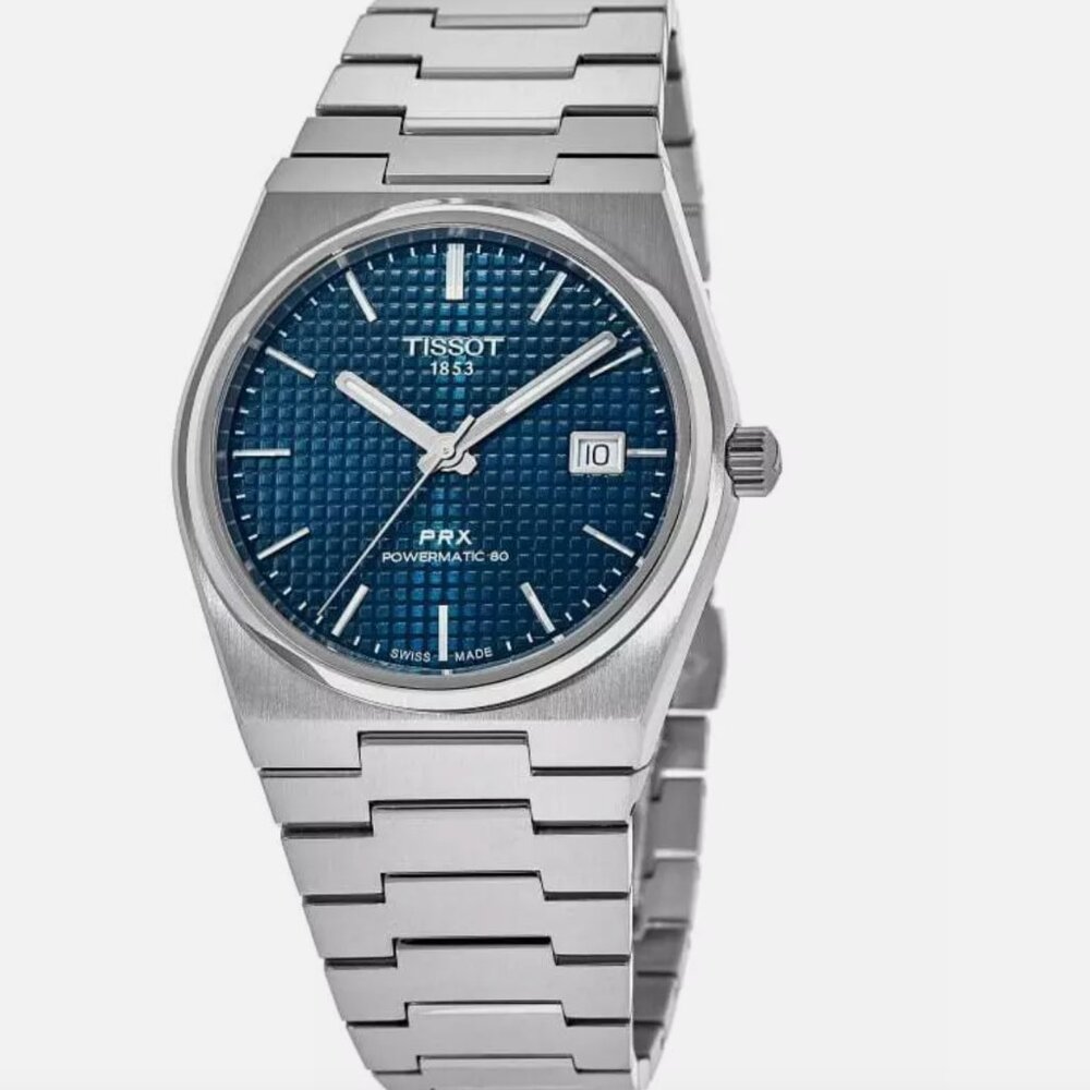 Men's New Tissot Powermatic 80 Blue Dial Steel Watch
